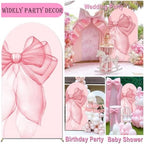 Sensfun Pink Red Bow Arch Backdrop Cover Girls Coquette Birthday Decorations,2-Sided Pastel Pink Bowknot Chiara Backdrop Arch Covers for Princess Wedding Bridal Baby Shower Bday Party Decor 80x180cm - Image 7