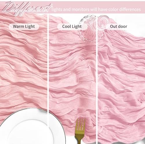 25 Pack Light Pink Cheesecloth Table Runner, 17 x 108 Inch, Gauze, Semi-Sheer, Classic Style, Polyester, Solid Pattern, Perfect for Weddings, Baby Showers, Banquets & More - Image 4
