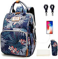 Diaper Bag Backpack for Dad and Mom with USB Charging Port Stroller Straps and Insulated Pocket,army military Travel Nappy Backpack for Daddy/Mommy (Flower Pattern) by Qwreoia-CoolDiaperBagStyle