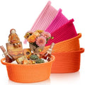 LemonRoad 5 Pcs Cotton Rope Basket with Handles 9x6x5" Pink Orange Color by Unknown