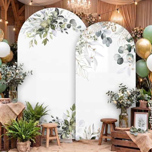 Mindsoft 2 Set Sage Green Floral Arch Backdrop Cover Stretchy 7.2ft 6.6ft - Image 6