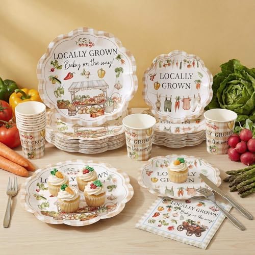 Newtay 250 Pcs Locally Grown Babyshower Disposable Paper Plates and Napkins - Image 2