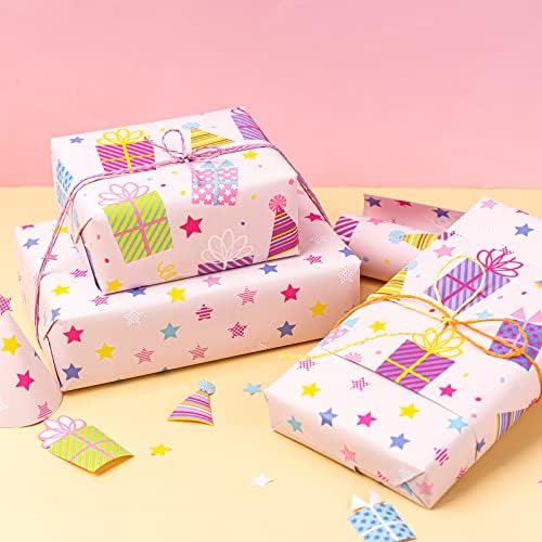 WRAPAHOLIC 30 Inch Jumbo Reversible Birthday Wrapping Paper - 30 Inch x 100 Feet Jumbo Roll - Pink Girls Happy Birthday Wrapping Paper for Kids Girls Gift Wrap, Baby Shower - Image 5