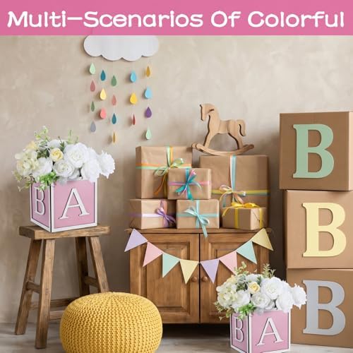 4PCS Baby Shower Centerpieces for Tables - 6 Inch Pink Wooden Boxes with 3D - Image 7