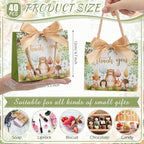 TaoBary 40 Pack 5.5''x 2.5''x4.7'' Small Woodland Gift Bags with Handles Mini Paper Woodland Animal Thank You Gift Bag Bulk with Bow Ribbon for Baby Shower Boy Girl Birthday Party Supplies - Image 2