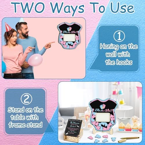 Wenqik 63 Pcs Gender Reveal Baby Shower Guest Book,Blue and Pink - Image 5
