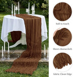 20 Pack Brown 17 x 108 Inch Cheesecloth Table Runner - Boho Gauze Sheer Fabric for Wedding Baby Shower Party Home Decor - Image 6