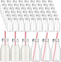 Yinkin 60 Sets Plastic Milk Bottles with Straws Bulk Reusable Beverage Containers for Birthday Baby Shower Party with Metal Lids Straws for Milk Juice Smoothies (8 oz,Red,White) by Yinkin