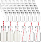 Yinkin 60 Sets Plastic Milk Bottles with Straws Bulk Reusable Beverage Containers for Birthday Baby Shower Party with Metal Lids Straws for Milk Juice Smoothies (8 oz,Red,White) by Yinkin