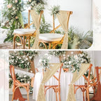 50 PCS Cheesecloth Chair Sashes Bows Wedding Aisle Decorations Chair Ribbon Ties Back Sash for Wedding Party Events Banquet Chair Cover Decoration (Beige) - Image 7
