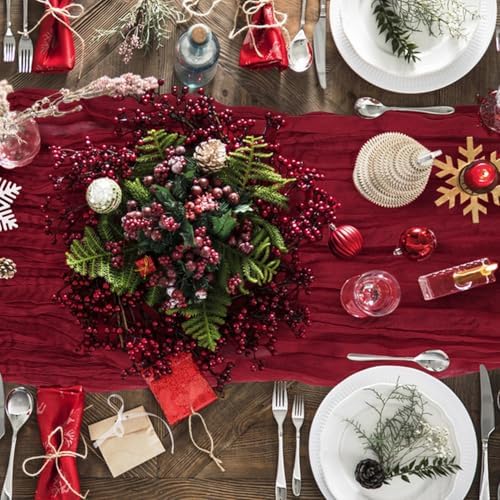 12 Pack Cheesecloth Table Runner, Runner Gauze Boho Wedding Decor Romantic Table Runner for Wedding Birthday Party(35" x 118") (Wine Red) - Image 5