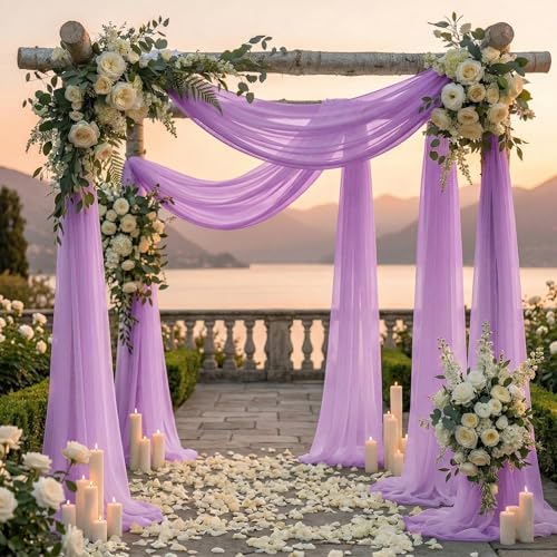 Pack of 2 Wedding Arch Drape Panel Fabric 30" x 40ft - Orchid - Image 4