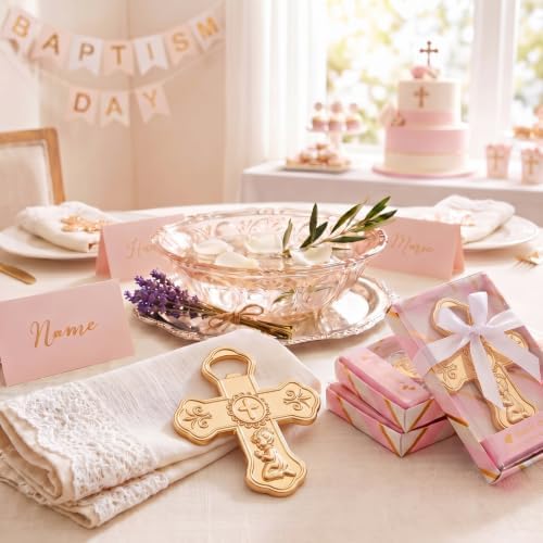 Wesiti 24 Pcs Pink Baptism Favors for Guests Praying Cross Bottle Openers Gender Reveal Boys Girls Souvenirs for Baptism Baby Shower Christening First Communion Party - Image 6