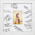 Craig Frames 14x14 White Picture Frame Matted to 5x7, Rustic Wall Decor by CraigFrames