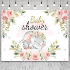 10x5ft Elephant Baby Shower Backdrop for Girl Pink Flowers Photography Background Newborn Girls Birthday Banner Decorations Sweet Princess Baby Party Portrait Photo Booth Prop - Image 3