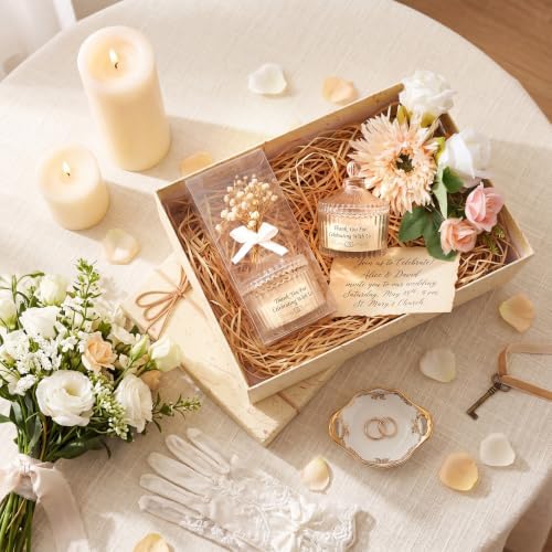 MTLEE 16 Sets Wedding Candle Favors with Lids Dried Flowers,Ivory White - Image 5