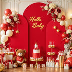 Red Black Arch Backdrop Cover Set of 3 Party Wedding Arch Covers Stretchy Backdrop 6FT 6.6FT 7.2FT Decorations Baby Shower Bridal Shower Photo Birthday Arch Stand Cover Spandex - Image 3