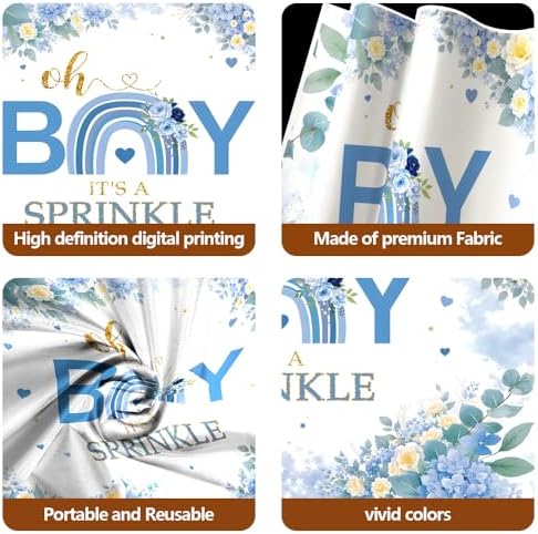 10x6.5ft Baby Shower Backdrop Decorations Blue Floral Baby Shower Banner Backdrop Photo Booth Background for Baby Party Photography Props for Boy's or Girl's Party Supplies(Boy Style) - Image 4