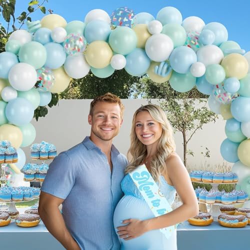 Hombae Donut Baby Sprinkle Decorations for Boy, Baby Shower Decorations for Boys, Blue Sprinkle with Love Backdrop Balloon Banner Boxes Tablecloth Sash for Boy Sprinkled Baby Shower Supplies - Image 6