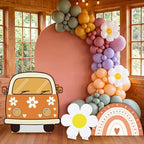 3 Pcs Groovy Hippie Boho Party Favor Hippie Bus Boho Daisy Retro Rainbow Cardboard Cutout 60s 70s Photo Booth Props Party Centerpieces for Baby Shower Birthday Back to School Decorations - Image 6