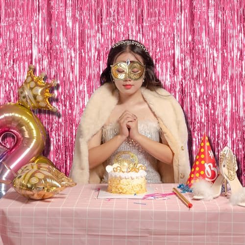 20 Pack Pink Backdrop Decorations - Tinsel Curtain Party Backdrop Foil Fringe Birthday Photo Booth Streamer Backdrop Pink Theme Bachelorette Graduation Decorations - Image 4