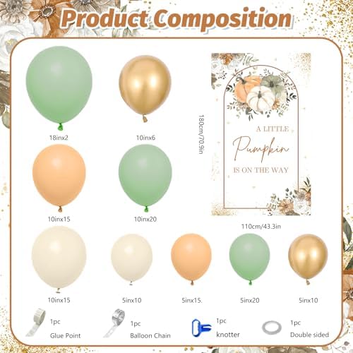 MEHOFOND Fall Pumpkin Baby Shower Backdrop Balloon Arch Kit, with 100 Pack napkins, Fall Pumpkin Placemats Set of 4 - Image 4