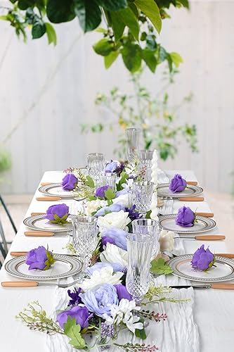 Lvydec Artificial Peony Flower Garland - 6ft Silk Peony Purple Flower Garland Arch Flower Vine for Wedding Party Table Decoration (2, Purple and White) - Image 4