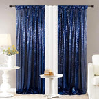 Eternal Beauty Navy Blue Sequin Backdrop Curtains, 4 Panels 2x8FT - Image 5