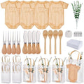 Baby Shower Prizes for Game Winners Bodysuit Shaped Cheese Board Gift with Spoons Butter Spreaders Gift Bags Kitchen Towels Bridal Shower Party Favors for Guests (Bodysuit Shaped, 4 Sets) by WishFond