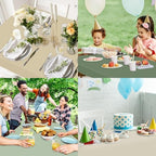 Whaline 24 Pcs Nude Sage Green Plastic Tablecloth Milky White Brown Green Rectangle Table Cover Waterproof Table Cloth for Party Tables Decoration Supplies, 54 x 108 Inch - Image 7