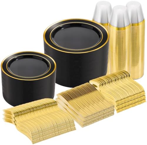 Goodluck 600 Pieces Black Plates for 100 Guests by GoodLuck