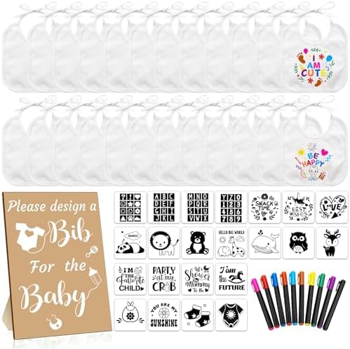 Newwiee 55 Pcs White Baby Bibs DIY Bib Decorating Design by Newwiee