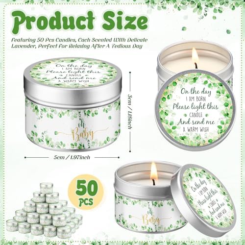 Threlaco 50 Pcs Baby Shower Candles, Party Favors, Eucalyptus - Image 2