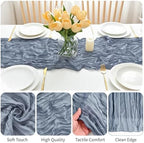 16 Pack Dusty Blue Cheesecloth Table Runner 21.5 x 120 Inches Boho Gauze Table Runners 10FT Long Cheese Cloth Table Runner for Bridal Shower Baby Shower Birthday Party Wedding Decor - Image 4