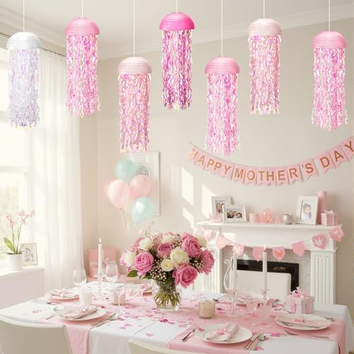Baquler Set of 12 Jellyfish Party Decoration Pink Colors Paper Lanterns - Image 5