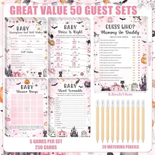 Patelai 321 Pcs Baby Shower Games Supplies, Pink Halloween - Image 3