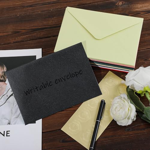 A7 Black 5x7 Envelopes 250Pcs, 120g Pearl Paper with Gold Stickers - Image 4