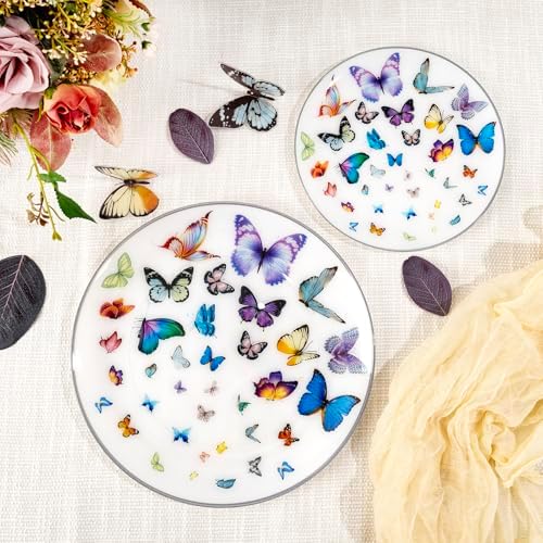 LIYH Silver Rim White 60 Pcs Heavy Duty Plastic Butterfly Plates Wedding - Image 3