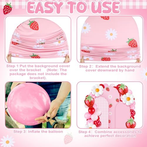 Foilswirl 34 Pcs Strawberry Arch Backdrop Covers Party Decor Set - Image 6