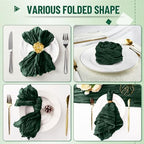 Cupuamon 50 Pack Cheesecloth Napkins 20x20 Inch Dinner Table Napkins Boho Washable Rustic Gauze Napkins Bulk for Wedding Bridal Baby Shower Party Decor (Emerald Green) - Image 4