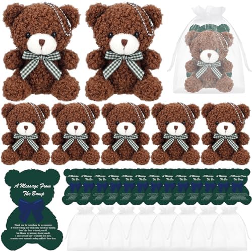 Shappy 90 Pcs / 30 Set Tartan Baby Shower Decorations Green Plaid Bear Party Favors for Guest Tartan Bear Keychain Green Thank You Card Baby Shower Return Gifts for Gender Reveal Party Supplies by Shappy