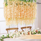 Waipfaru 24 Pack Wisteria Hanging Flowers, 3.6 Feet Champagne Wisteria Artificial Flowers, Artificial Fake Flower Garland, Hanging Vines for Bedroom Wedding Home Party Wall Decor (Champagne, 24pcs) - Image 5