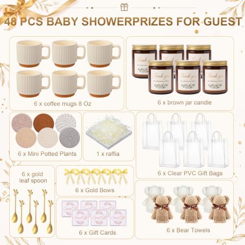6 Sets Baby Shower Game Prizes - Mugs Spoons Towels Candle Gift Cards Placemats Tote Bags Party Favors for Bridal Baby Shower Guests Games Winners Thank You Gifts - Image 3