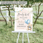 Andaz Press Personalized Teddy Bear Baby Shower Decorations, We Can Bearly Wait Baby Shower Decorations Boy, We Can Bearly Wait Sign, Custom Blue Balloons with Brown Bear Welcome Sign, 16x20 Inch - Image 6