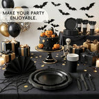 350 Pcs Black Decagonal Disposable Party Plates & Napkins Set - Image 7