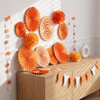Toddmomy 1 Set Autumn Hanging Decorations Paper Fans and Tissue Pom Poms - Image 4