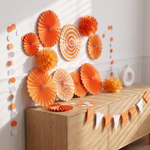 Artibetter 1 Set Ceiling Hanging Decorations Paper Flowers Autumn Pom Poms - Image 4