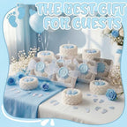 MTLEE 24 Pcs Baby Shower Candle Party Favors for Guests Blue Footprints Scented Candles with Bow Gift Box Ribbon Cute Feet Shaped Return Gifts Keepsakes for Baby Shower Gender Reveal Party Supplies - Image 2