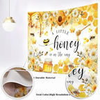 Mocsicka Bee Baby Shower Backdrop - A Little Honey is on The Way Baby Party Decorations Banner - Honeycomb Bumble Bee Photography Background (Yellow, 10x8ft(120"x96")) - Image 3