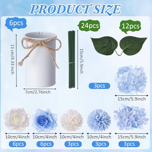 Zeyune 6 Set Artificial Centerpiece, Sky Blue,Lake Blue, Stylish Style - Image 2